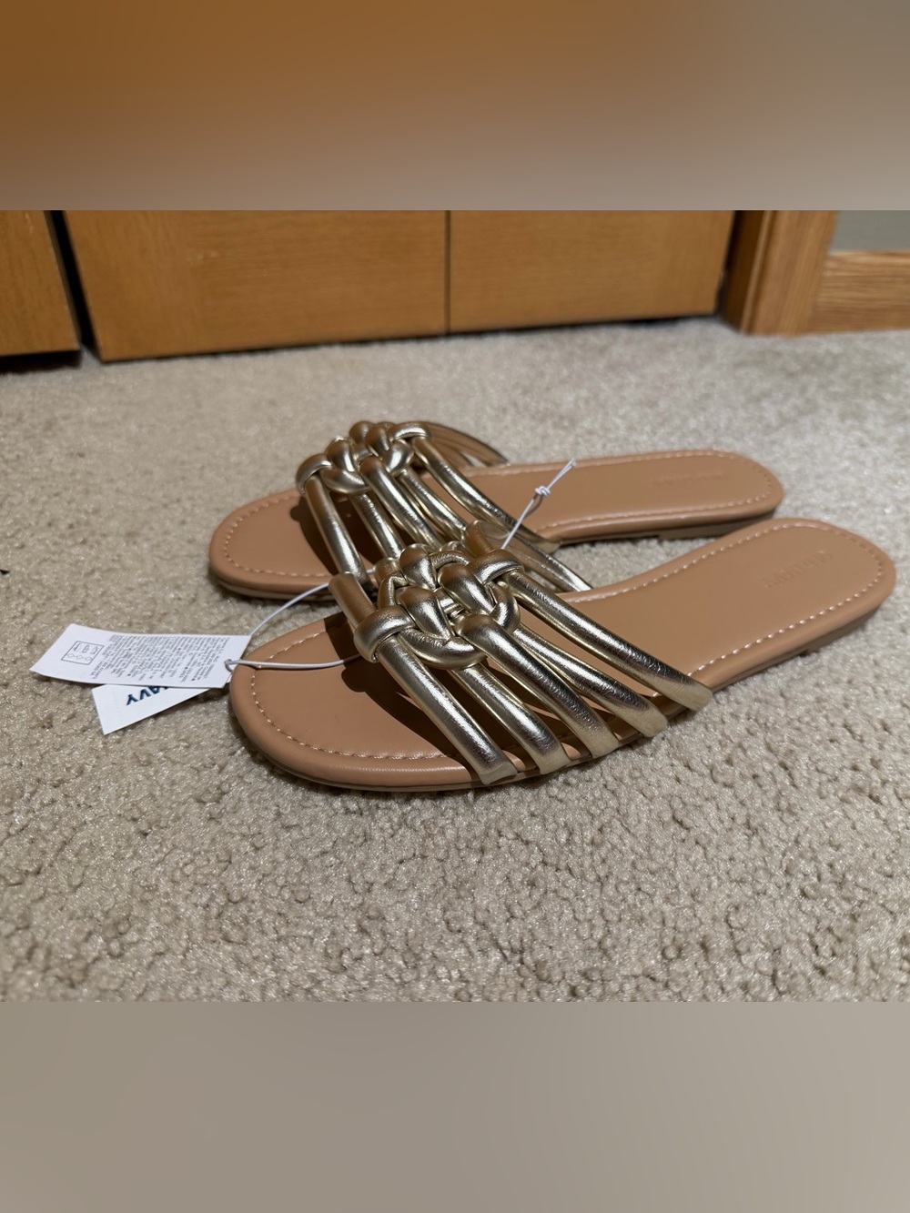 NWT Old Navy Gold Braided-Strap Slide Sandals
